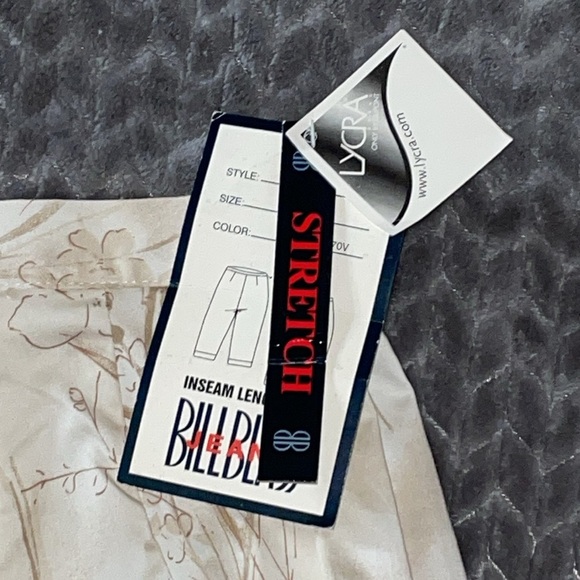 NWT Bill Blass Floral Print Capris. Size 10. Cotton/Lycra Blend. Cream/Brown. - Picture 2 of 13